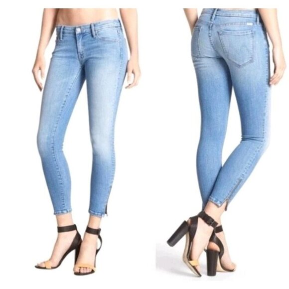 MOTHER Denim The Looker Ankle Zip Low Rise Jeans in Light Kitty Womens Sz 27 - Picture 1 of 6